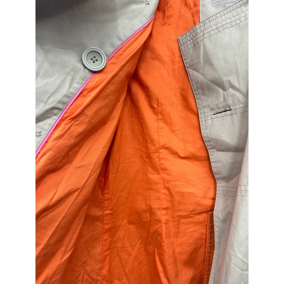 L.L. Bean Double Breasted Trench Lined‎ Coat Jacket Medium Tan Button Up - Picture 4 of 7